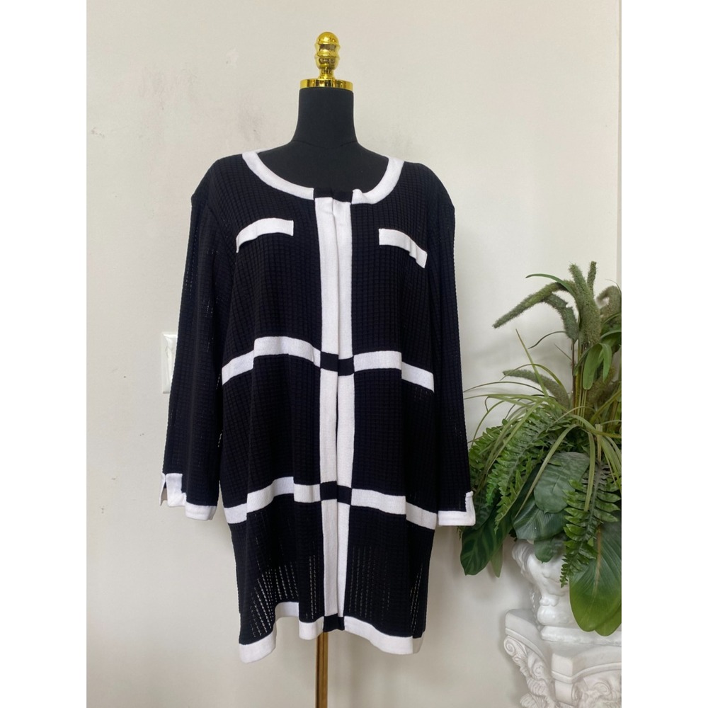 New MISOOK Women's Black White Acrylic Blend knit Cardigan Jacket Size 2X, $428